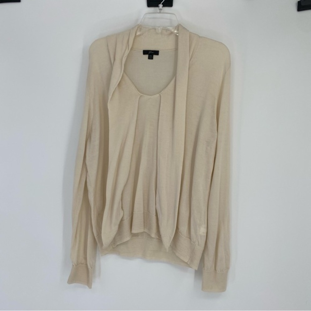 J Crew‎ Ivory Tie-front Pullover Sweater 100% Merino Wool Sz XXL Style #K2855